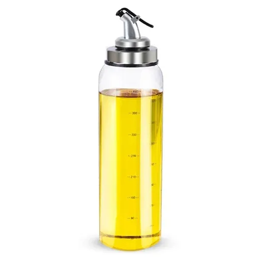 Olive Oil Dispenser Bottle, Liquid Condiment Container, 18 Oz Vinegar Dispensing Cruets With Dripless Capped Spout