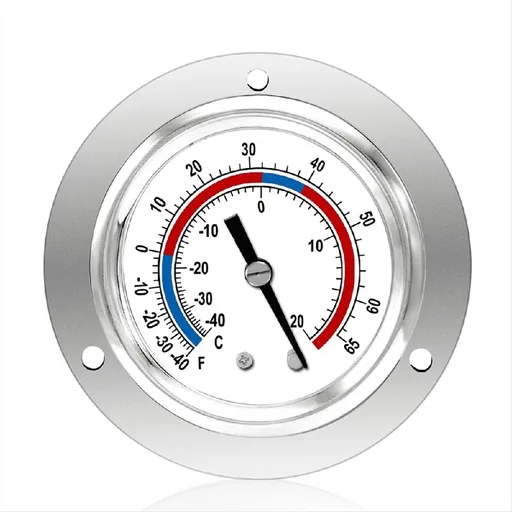 Cooler Thermometer Capillary Design Refrigeration Gauge, -40 to 65℉ / -40 to 20℃, 2Inch Dial Stainless Steel Panel Mount