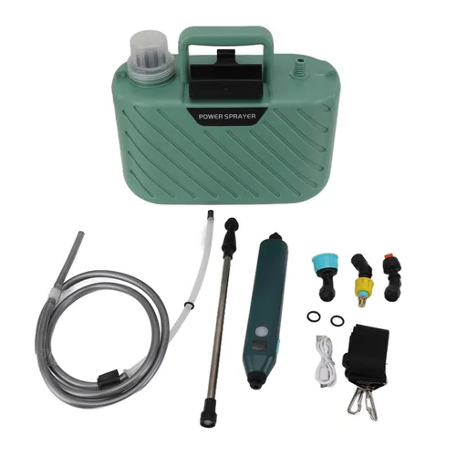 Electric Plant Sprayer Battery Powered 5L with 3 Nozzles Retractable Wand Adjustable Shoudler Strap Garden Sprayer for Lawn Green