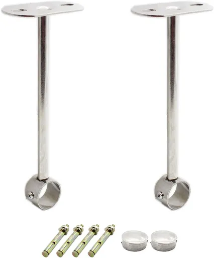 2 Pack Ceiling Mount Bracket, Stainless Steel Wardrobe Pipe Bracket Rod Holder Ceiling Holder, Shower Curtain Closet Wardrobe Rod Lever Support Holder Pipe Flange Socket (25x250mm/1x10'')