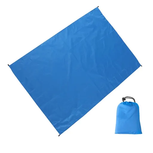 Camping Ground Sheet Waterproof Silver Coated Sunlight Resistant Quick Dry Outdoor Mat - Blue 100*145cm