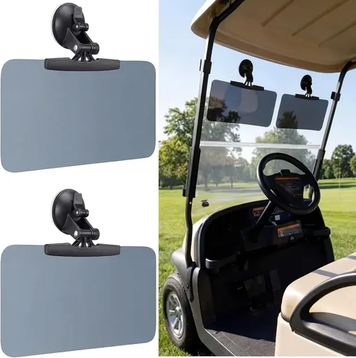 Golf Cart Sun Visor Set of 2, Anti Glare Acrylic Tinted Shield with UV Protection, Compatible with Roof Crossbars, Gray