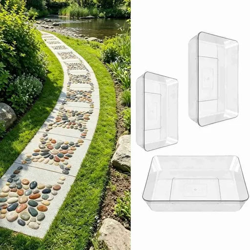 3Pcs Square Stepping Stone Mold Set, Reusable Stepping Sone Molds for Concrete, 3 Sizes Plastic Cement Molds for Casting Garden Pavement and Forms Walkway(8/10/12inch)