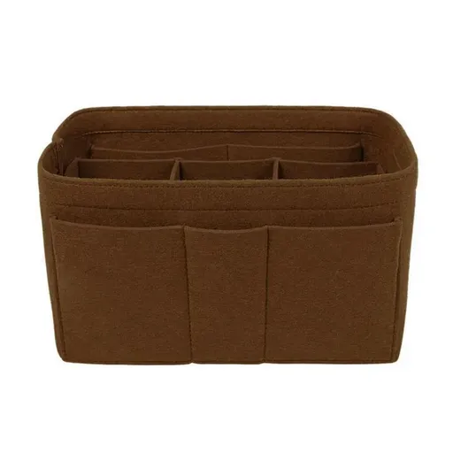Felt Handbag Organizer Insert with Multiple Pockets for Tote and Purse - Coffee M Size
