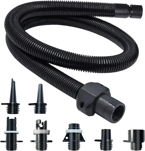Paddle Board Pump Adapter Hose, Sup Pump Adaptor Hose Kit with 7 Air Valve Nozzles, Electric Air Pump Accessories Fit for Inflatable Stand Up Paddle Board/Boat/Tent/Pool/Mat