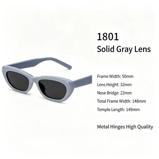Minimalist Solid Grey Frame Grey Lens Cat Eye Sunglasses UV400 Protection, Matte Finish Business Casual, Perfect Christmas Gift