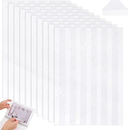 408 Pcs Clear Photo Corners Stickers Self-Adhesive Photo Corners Lens Photo Corner Sticker for DIY Scrapbooking, Memory Books Journal and Picture Album (Clear, 4 Sheet)