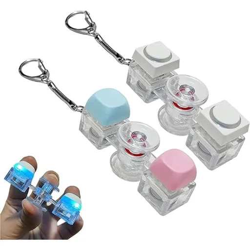2 Pcs Keyboard Fidget Toy, Easy to Grip, 2-Button Light Up Fidget Keyboard Clicker Keychain for Stress Relief