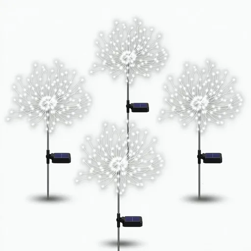 Solar Firework Lights, Garden Lights 4 Pack 120 LED Decorative Lights, Solar DIY Decorative Starburst Lights (Cool White)
