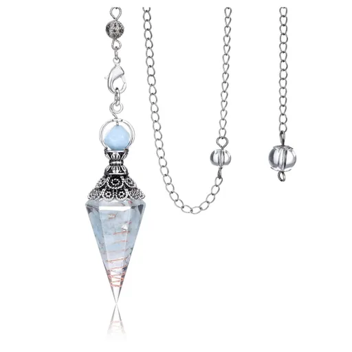 Divination Crystal Pendant Hexagonal Cone Resin Chip Stone Spiritual Spirit Elf Gemstone Chakra Energy Chain Pendant