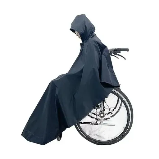 Waterproof Wheelchair Rain Poncho with Thermal Lining, Polyester Mobility Scooter Cover for Elderly and Disabled Users, Navy Blue