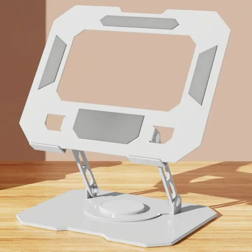 Thick Carbon Steel Laptop Stand, Large Hollow Cooling Dual-Bar Height-Adjustable Riser, Universal—White