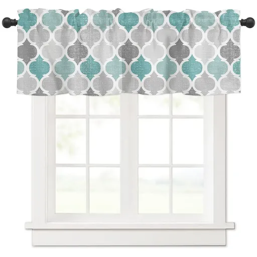 Window Top Curtain Fashion Printing Light Blocking Valance Short Curtain for Home Use 137x45cm