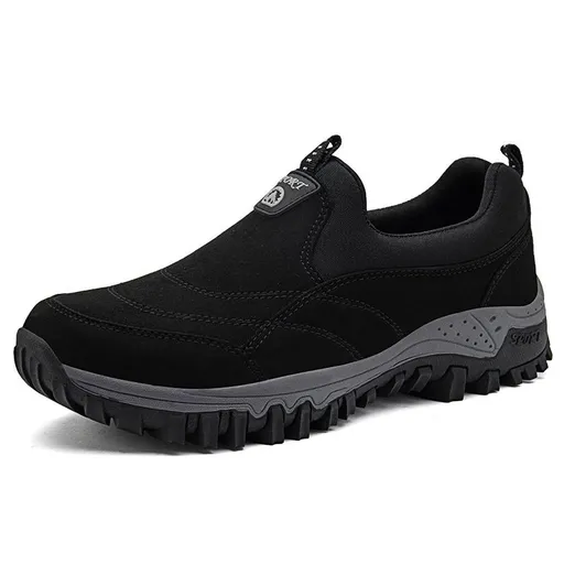 Luo Baoli Men Hiking Shoes Slip On Rubber Sole Black 44
