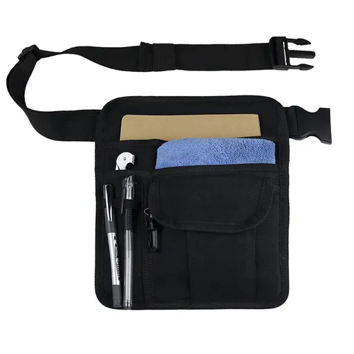 Gardening Tool Waist Bag,Restaurant Waiter Waist Money Pouch Bag with Adjustable Belt Pencil Holder and Check Holder (Black)
