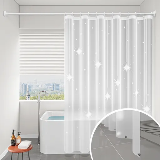 EVA Bathroom Shower Curtain Frosted Floral Waterproof Shower Curtain Line Lightweight Plastic Bathroom Shower Curtain with Weighted Magnets for Shower Stall Bathtubs 12 Hooks XL D
