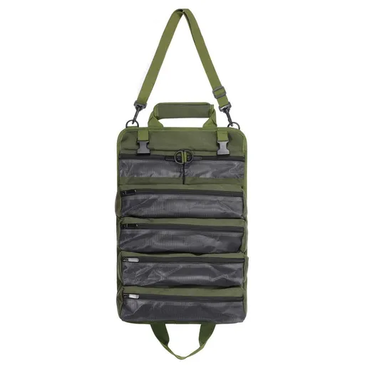 Tool Roll Bag, Heavy Duty Roll Up Tool Bag Organizer, Portable Visible Tool Storage Bag with 2 Detachable Tool Pouch (Green,oniy bag)