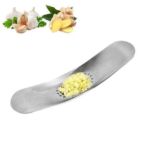 Garlic rocker, 2-in-1 shredding press made of stainless steel and silicone roller peeler and cleaning brushes dishwasher safe