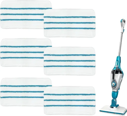 6 Packs Replacement Mop Pads Compatible with Black & Decker Steam Mop SM1600 SM1610 SMP20 Series HSMC1361SGP BDH1855SM, Microfiber Reusable Washable Mop Pads for Floor Cleaning