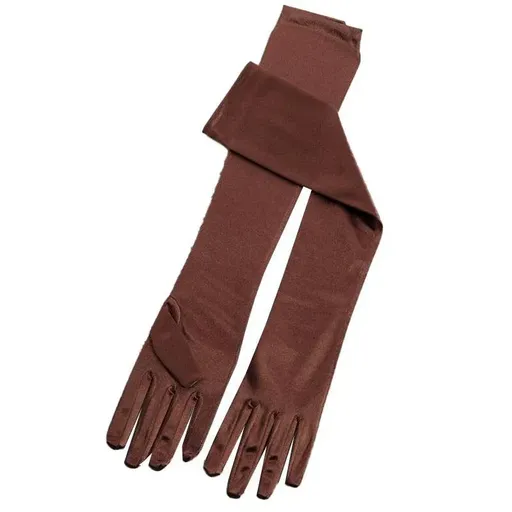 Elegant Long Satin Opera Gloves for Prom Party Wedding Costume or Formal Dress - Brown