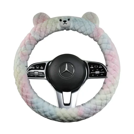 Ichabo Steering Wheel Cover 38cm Plush Cute Bear Little Bear style cute pink O-type