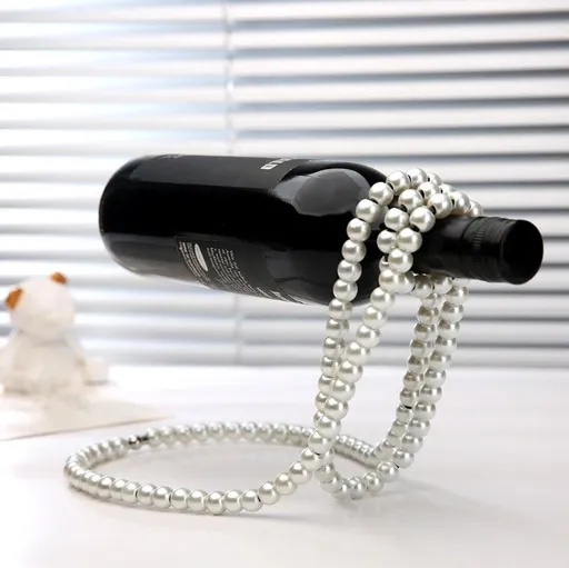 White Luxury Pearl Floating Wine Rack - Creative Gravity-Defying Wine Bottle Holder, Minimalist Entryway Accent and Unique Gift Idea