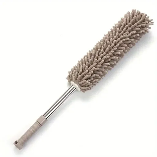 khaki Household Cleaning Duster / Static Duster / Dust Sweeper / Telescopic & Non-Shedding / Washable / High-Reach Cleaning Tool / Cleaning Tools & Supplies