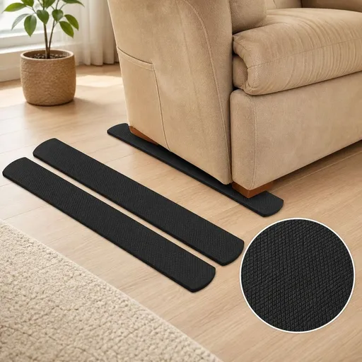 2 Pcs Anti-Slip Furniture Rail Pads for Recliner for Recliners, Sofa, Couches, Chairs.etc Furniture Grippers for Hardwood, Carpet, Marble Floor Furniture Pad, Black