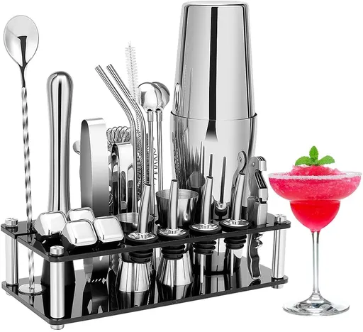 Cocktail Shaker Set Boston 23 Piece Stainless Steel Professional Bar Tools for Drink Mixing