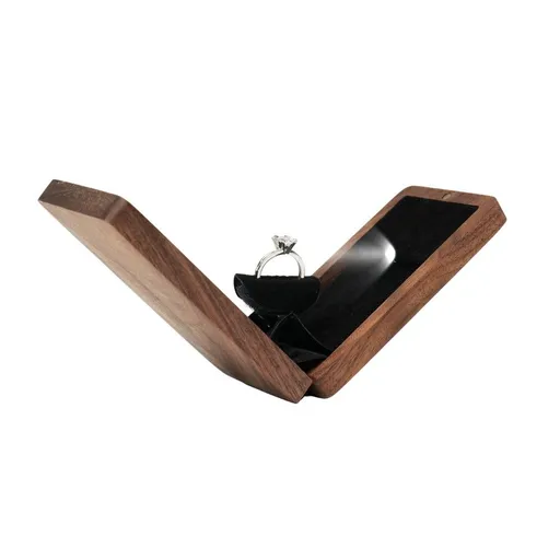 Wood Proposal Ring Box With Light Twin Stars Engagement Ring Box Slim Brilliant Rotating Ring Box For Wedding Ceremony