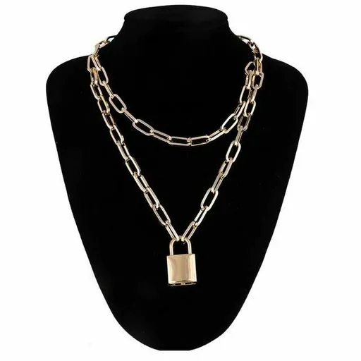 House Of Dasein Chain Padlock Necklace Bdsm Symbolic Jewellery Gift For Submissive - Gold - Medium Lock