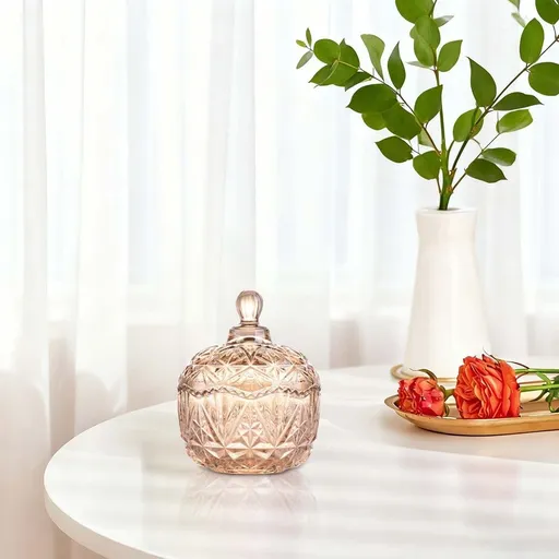 Glass Storage Jar with Lid, Glass Scented Candle Jar for Home, Candy & Cookie Jar, Jewelry Box, Sealed Storage Jar for Hosts & Gatherings