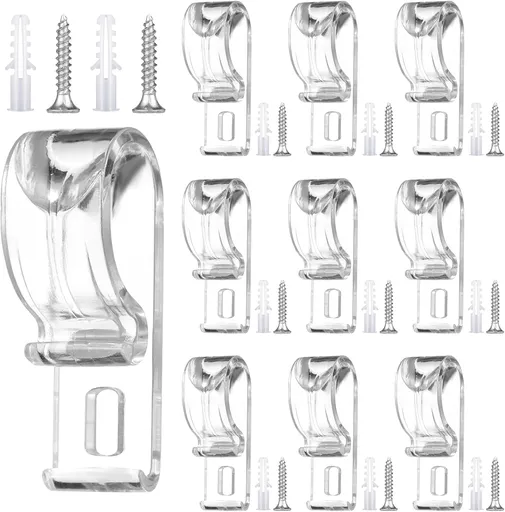 20 Sets Roller Shade Clear Safety Chain and Cord Guide Curtain P Clip Blind Cord Holder Fixation Hook Bead Chain Tension Device with Screws for Roller Vertical and Roman Shades