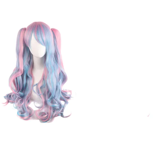 Lolita Clip-on Ponytail Wig Long Curly Double Ponytail Cosplay Wig Pink Blue Blonde