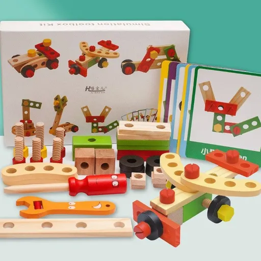 wooden toolbox, animal themed toy, building set, kids construction toy, fine motor skills, creative play, educational toy, birthday gift, Children's Day gift, Australian toy - Multi - Size 13