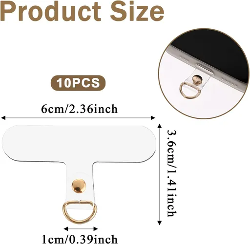 Vin Beauty 10 Pack Universal Gold Phone Tether Tab, Phone Lanyard Tab Without Adhesive, Tether Tabs for Cell Phone Tether Tab Phone Lanyard Replacement for Cell Phone Strap