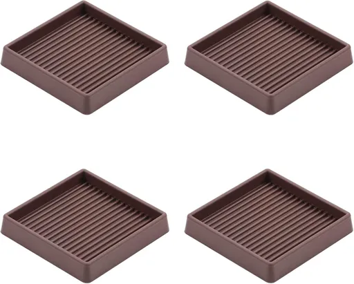 3X3 Rubber Caster Cups, Non Slip urniture Pads, Anti-Slip urniture Gripper, Anti Skid urnitures eet, Anti Slide loor Protector or Bed Couch Stoppers (Brown, 4 Pack)