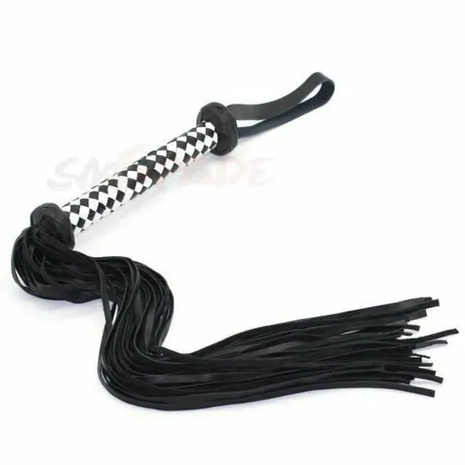 House Of Dasein Red Black Suede Leather Flogger Bdsm Impact Play Spanking Whip - Black