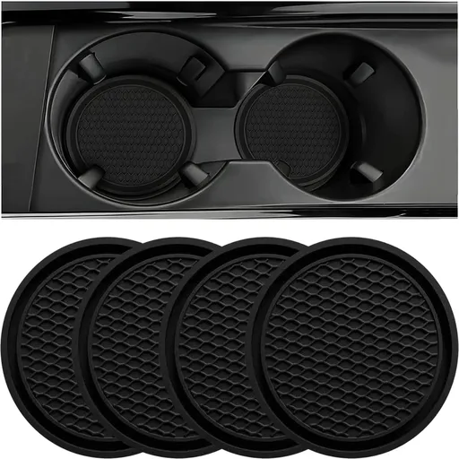 Car Cup Coaster, 4PCS Universal Auto Non-Slip Cup Holder Embedded in Ornaments Silicone Coaster, Car Interior