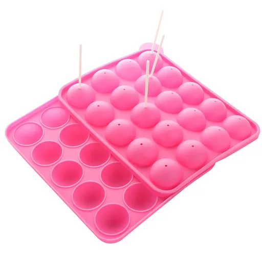 20 hole circular food grade lollipop silicone mold set with paper stick, high temperature resistance and easy demolding
