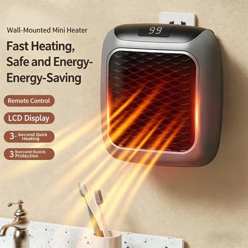 Electric radiators - Rechargeable air heater with remote control, Mini ceramic PTC fan heater, bathroom, energy saving, Quiet heating, 1200W heater with 12-hour timer, thermostat