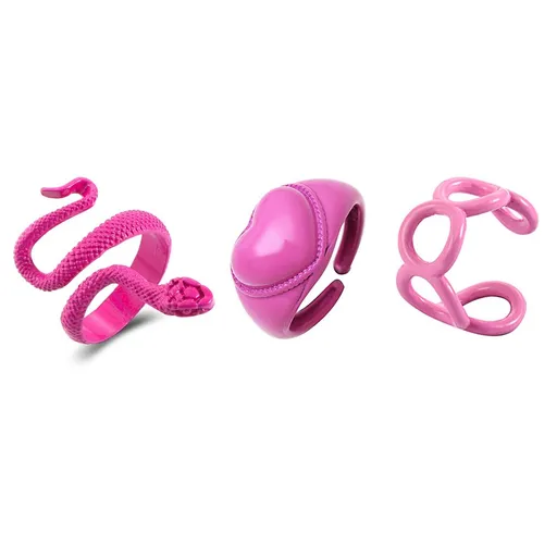 Golden Snake Ring Set Ins Style Creative Fashion Geometric Ring Niche Design Handmade Female Pink Snake Stackable