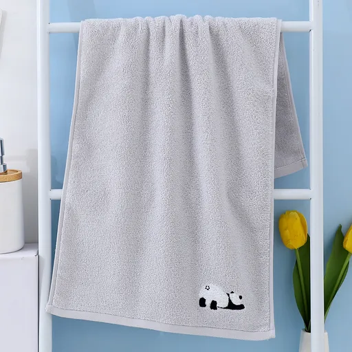 2 Pcs Grey Panda Print Soft Cotton Hand Towel, Super Absorbent Mini Towels, 34x75cm
