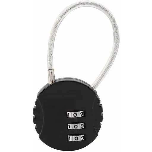 Security Padlock, Combination Lock Code Lock Travel Lock With Steel Cable 3 Digit Luggage Lock For Suitcases And