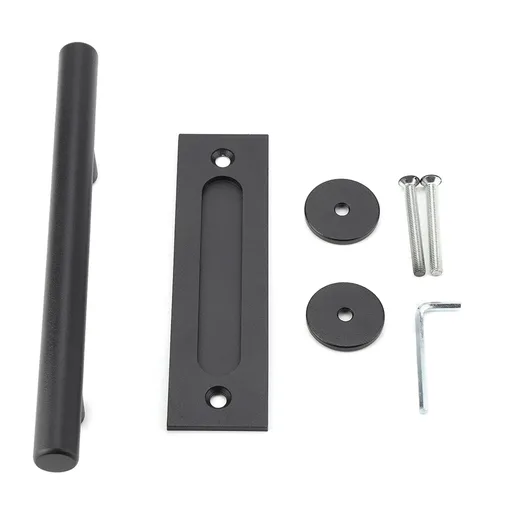 Black Heavy Duty Carbon Steel Sliding Barn Door Closet Pull Handle Wooden Gate Hardware