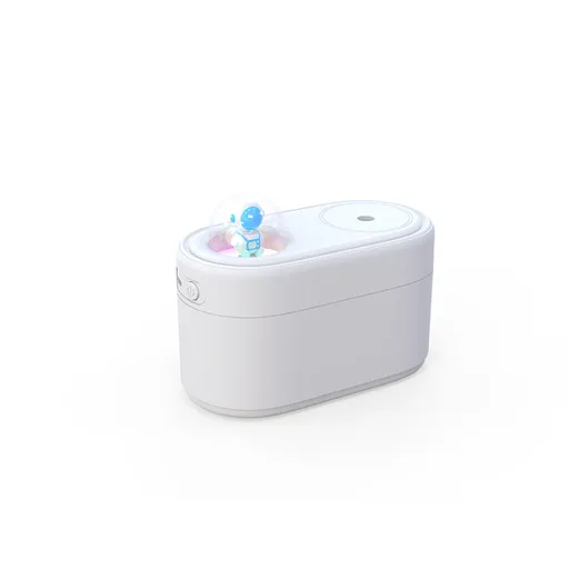 White Rechargeable Mini Astronaut Air Humidifier USB Desktop Cool Mist Humidifier with 7-Color LED Night Light for Bedroom and Office