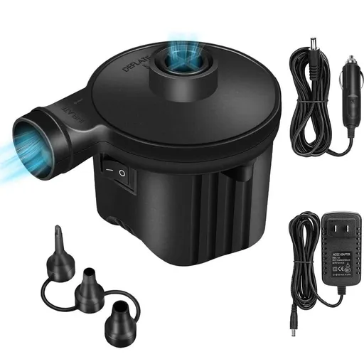 Electric Air Pump,Portable Inflator and Deflator with 3 Nozzles for Air Mattress Beds,Inflatable Cushions,Pool Floats,Boats,inflatable pool,Toys and Outdoor Camping,110V AC/12V DC