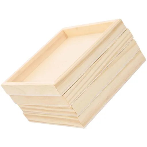 4-Piece Khaki Wooden Puzzle Organizer Set - Storage Boxes for Kids Building Blocks and Toy Storage Solutions