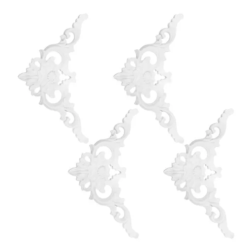 4Pcs White Decorative Corner Trim Moulding Faux Plaster Ceiling Floral Ornament for Home