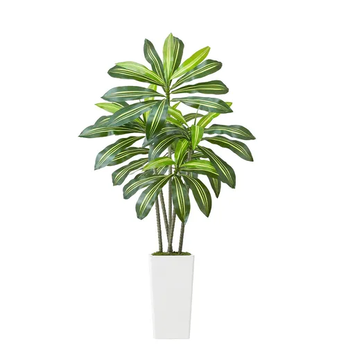 Artificial Dracaena Tree 1524 mm, Fake Palm Tropical Plants with White Tall Planter, Faux Floor Silk Plant in Pot, Large Trees for Home Office Living Room Decor House Warming, Indoor Outdoor
